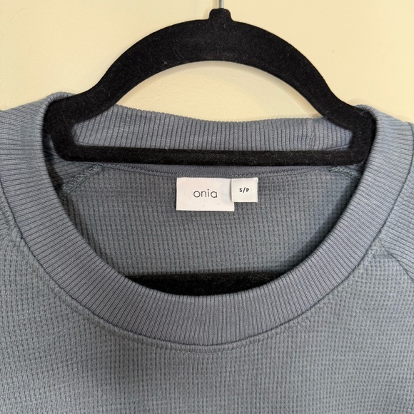 ONIA Men’s Oversized Waffle Knit Raglan T-Shirt Stormy Blue S - Picture 4 of 8